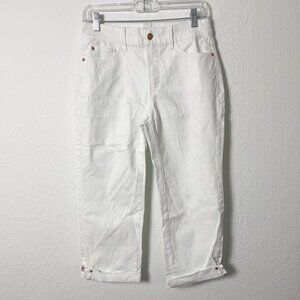 NYDJ Womens White Stretch Lift Tuck Technology Mid Rise Ankle Crop Jeans Size 6